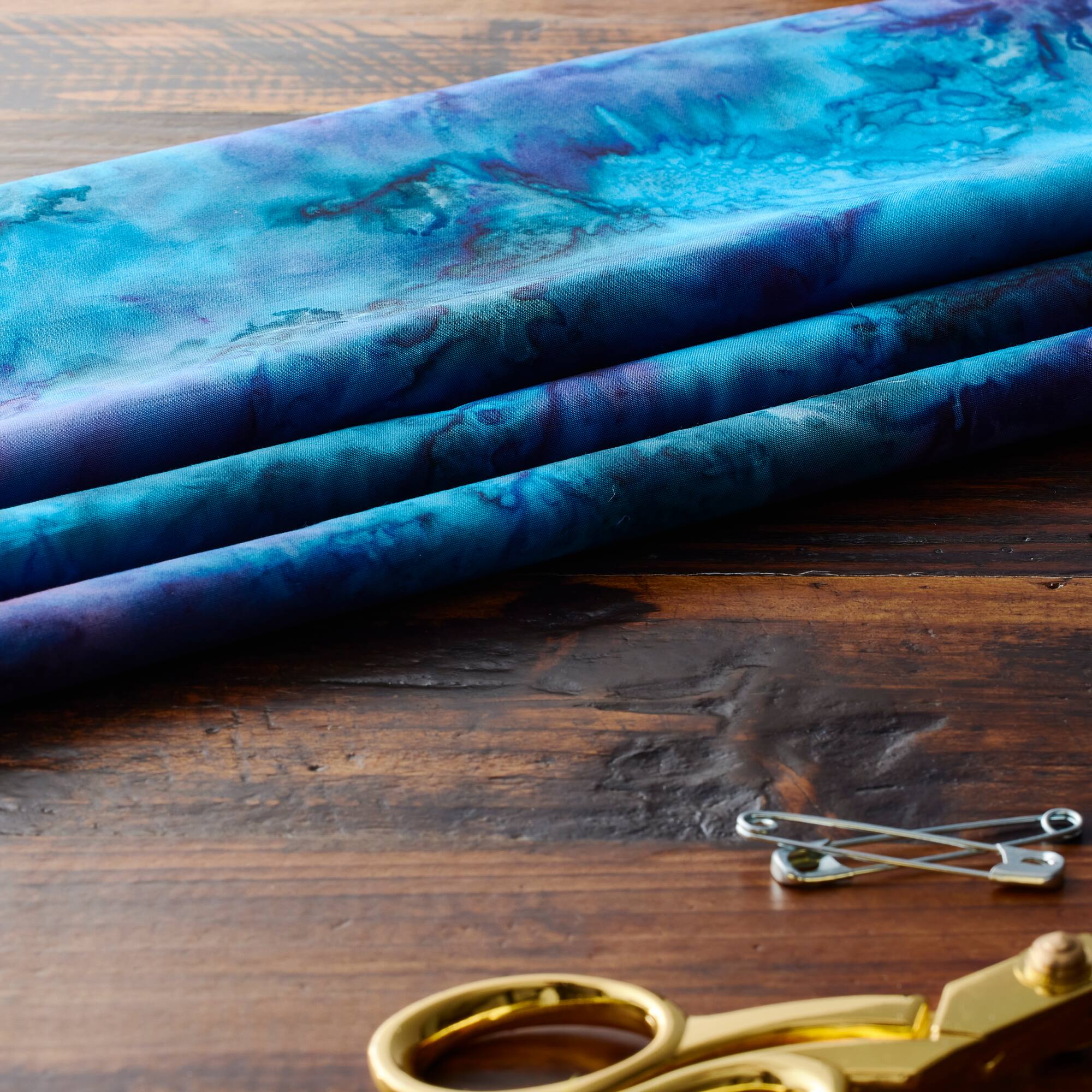 10 yd. Full Bolt: Feldman Premium Indonesian Batik Turquoise & Royal Purple Tie Dye Fabric